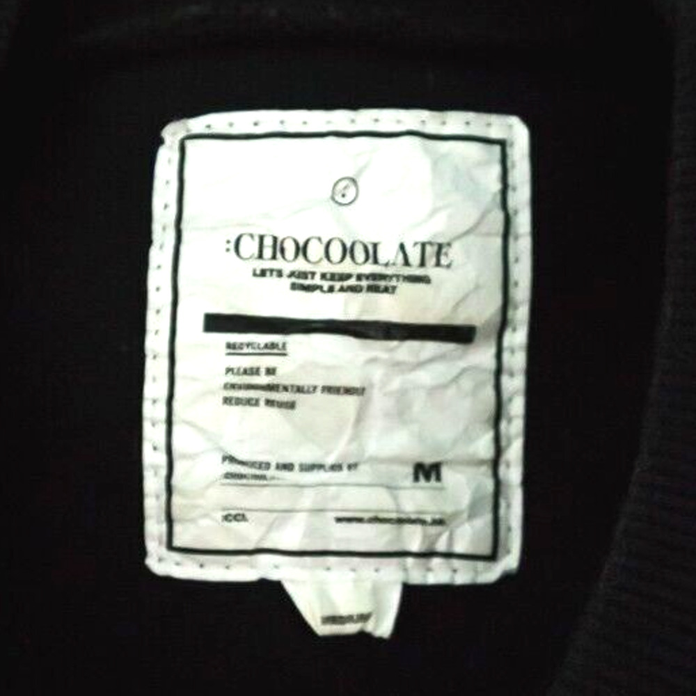 Chocoolate Size Medium M Black Color Block Applique Crew Sweatshirt - Picture 4 of 6